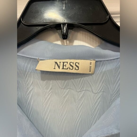 Baby Blue Sheer Textured Button Up Soft Girl Cottagecore M Stretchy - Picture 5 of 5